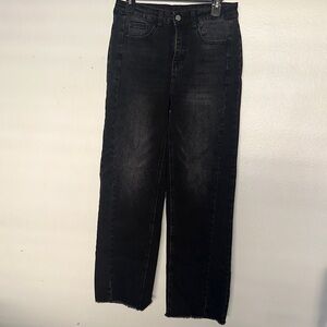 High-Rise Straight Leg Jeans in Black